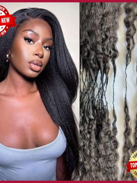 18 Inch Kinky Straight Human Hair Crochet Extensions Knotless Pre-Separated main image 5